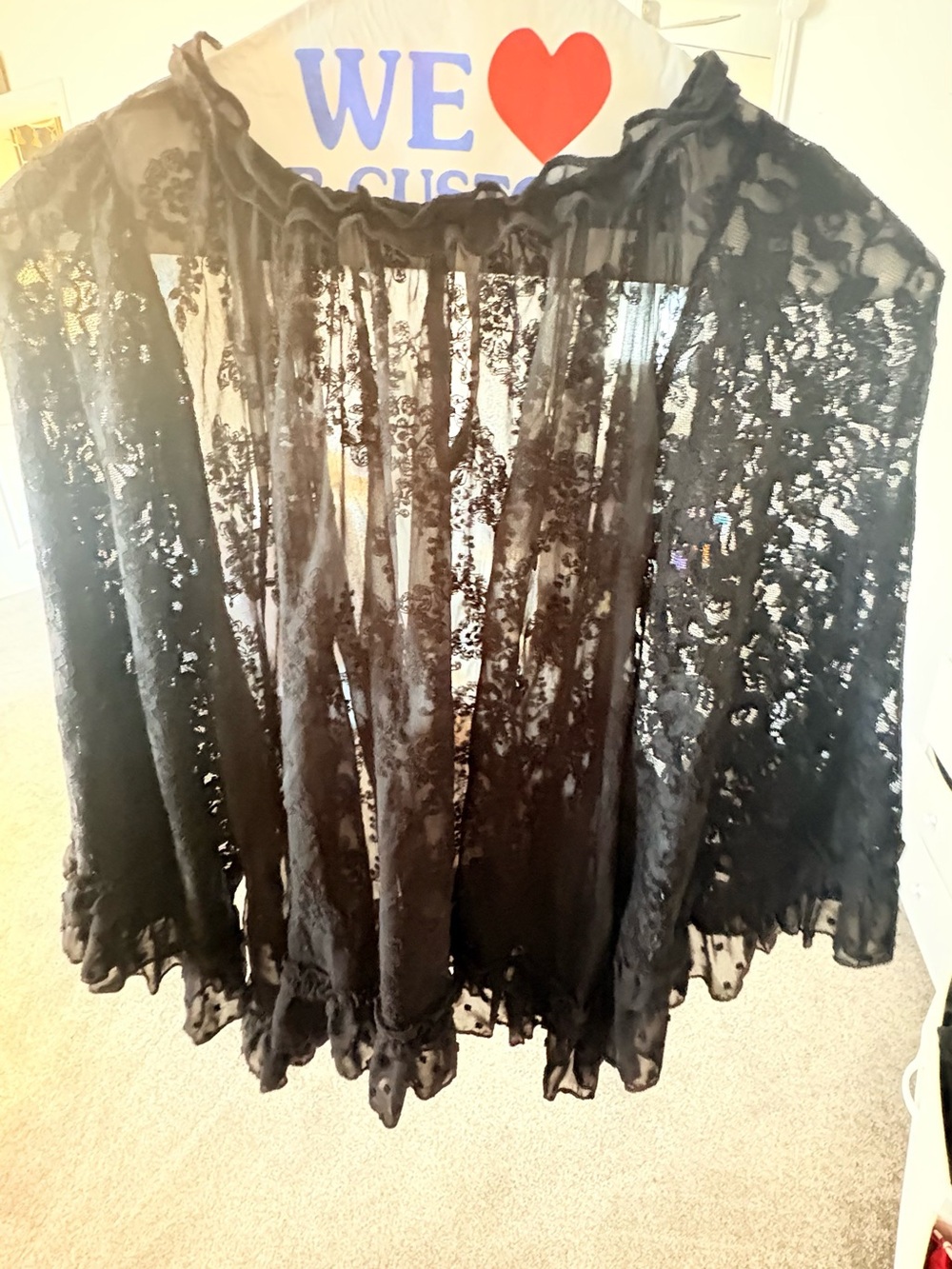 Sheer Black Lace Women's Poncho Shrug - Elegant Overlay-NWOT
